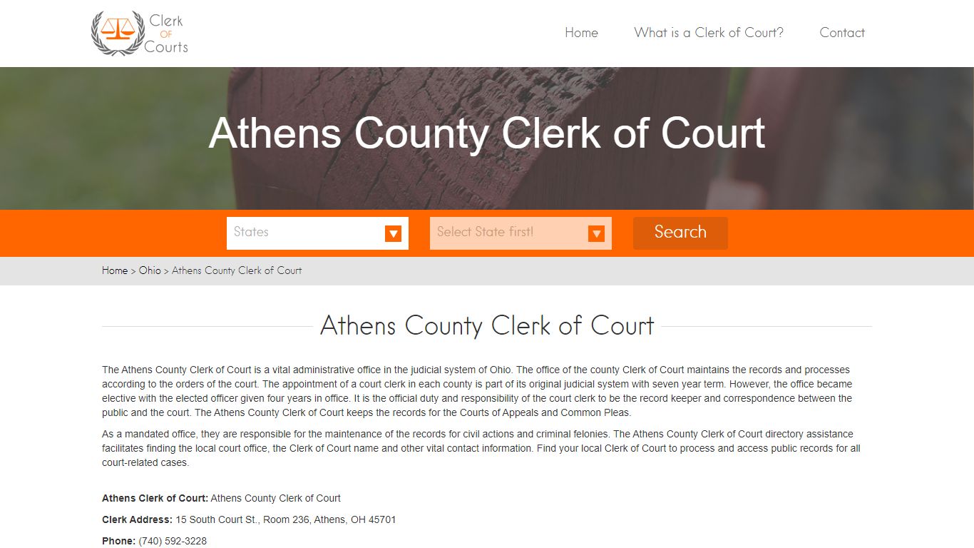 Find Your Athens County Clerk of Courts in OH - clerk-of-courts.com