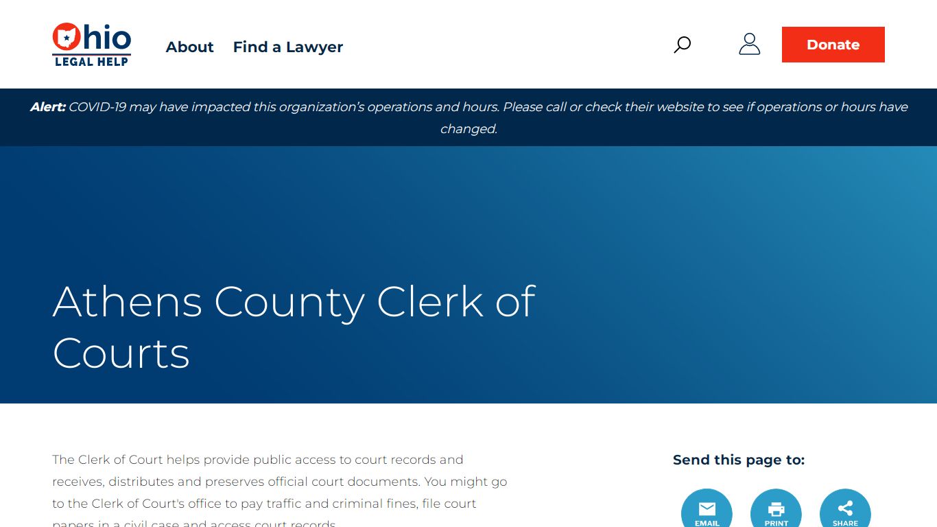 Athens County Clerk of Courts | Ohio Legal Help