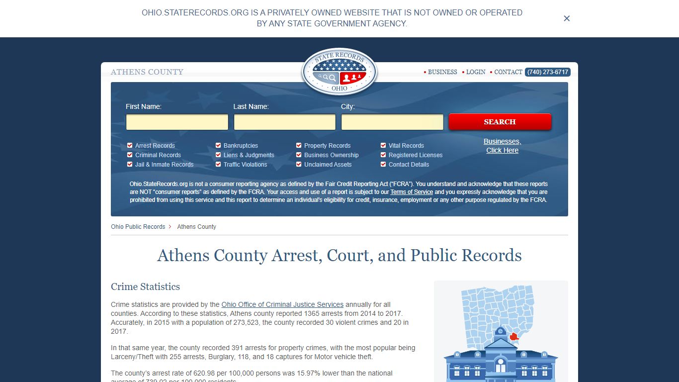 Athens County Arrest, Court, and Public Records